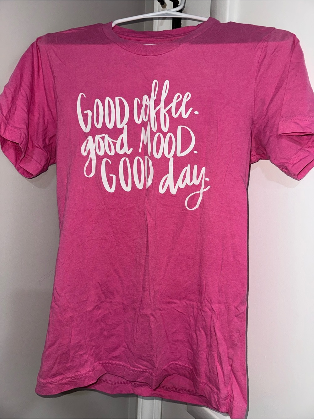 Good Coffee Good Mood Pink Graphic Tee